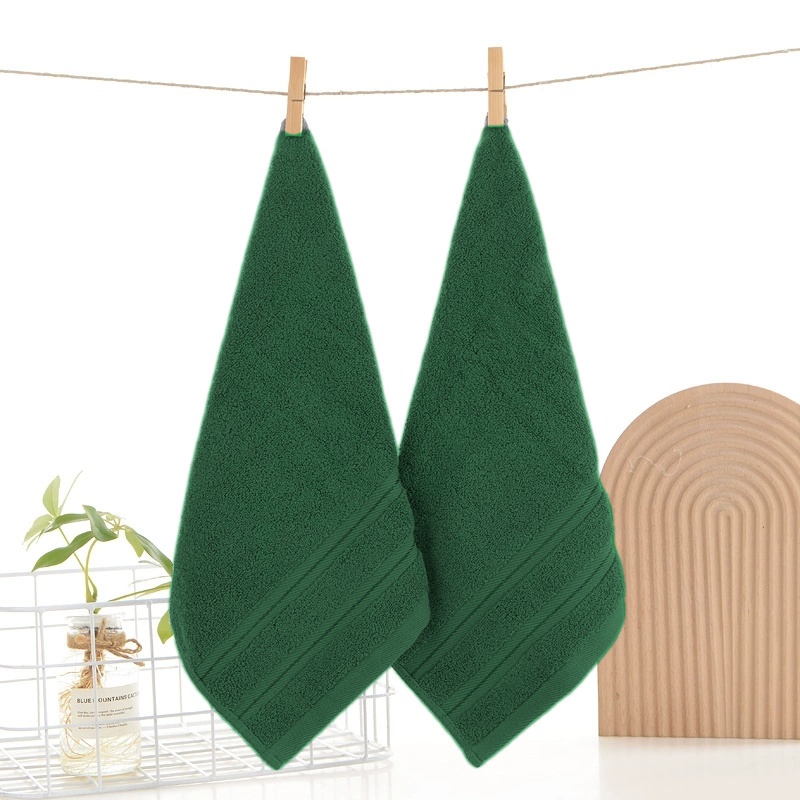 Home Textiles Face Towel - ผ้าเช็ดมือทรงสี่เหลี่ยมผ้าฝ้าย 100% ผ้าเช็ดหน้าสีเขียวเข้มเนื้อนุ่มซึมซับได้ดี ผ้าเช็ดหน้าสำหรับเด็ก สำหรับโรงแรม บ้าน