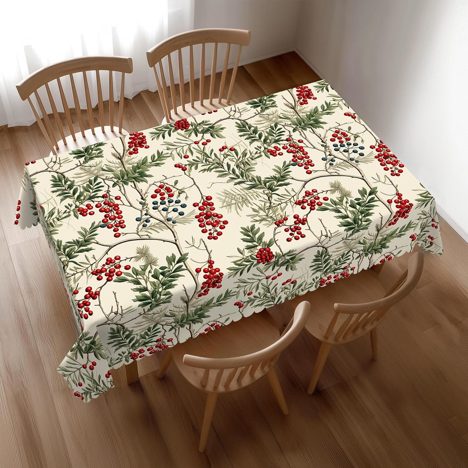 ผ้าปูโต๊ะคริสต์มาสลายฮอลลี่เบอ - Home Textiles Premium บทวิจารณ์และราคา