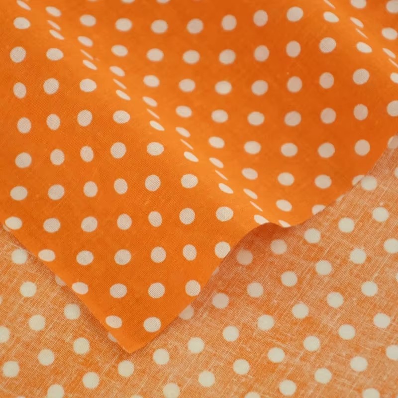 ผ้าคอตตอนพิมพ์ลายจุดสีส้มสีขาว - Home Textiles & Decorations บทวิจารณ์และราคา