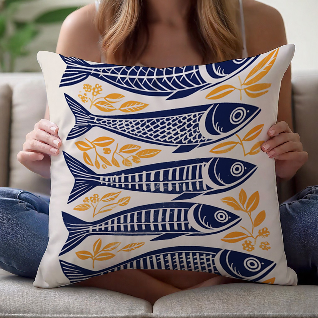 ปลอกหมอนลายปลาซาร์ดีนสไตล์เดนม - Pillow Insert 18X18 บทวิจารณ์และราคา