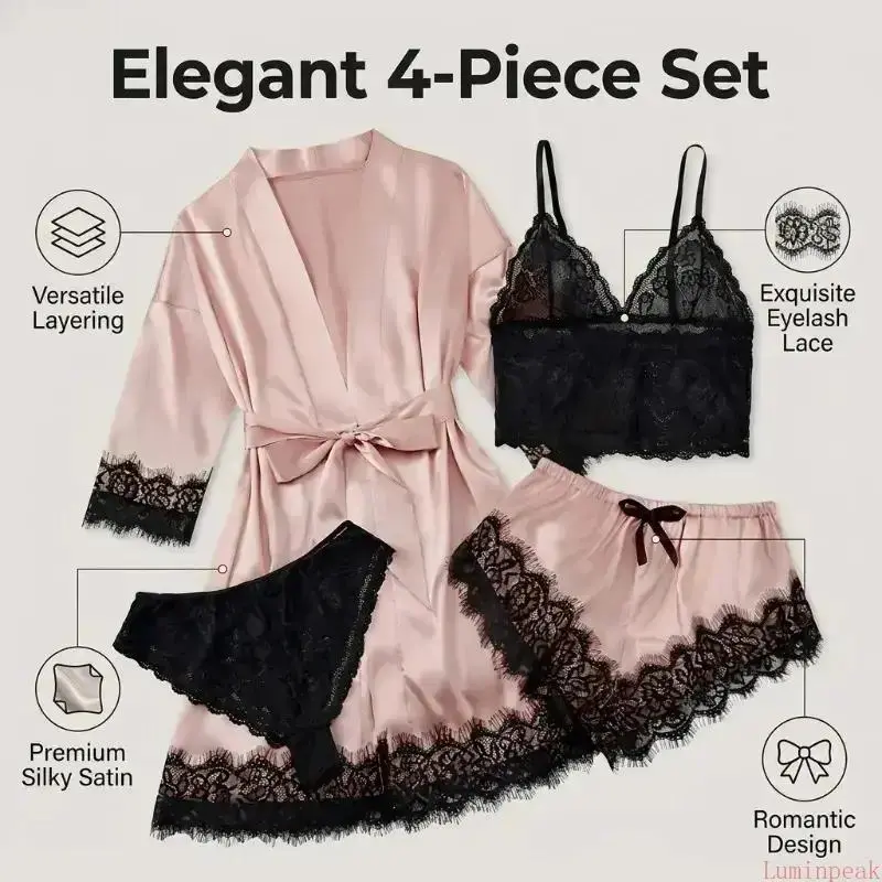 ชุดนอนผ้าซาตินสำหรับผู้หญิง 4  - Home Textile บทวิจารณ์และราคา