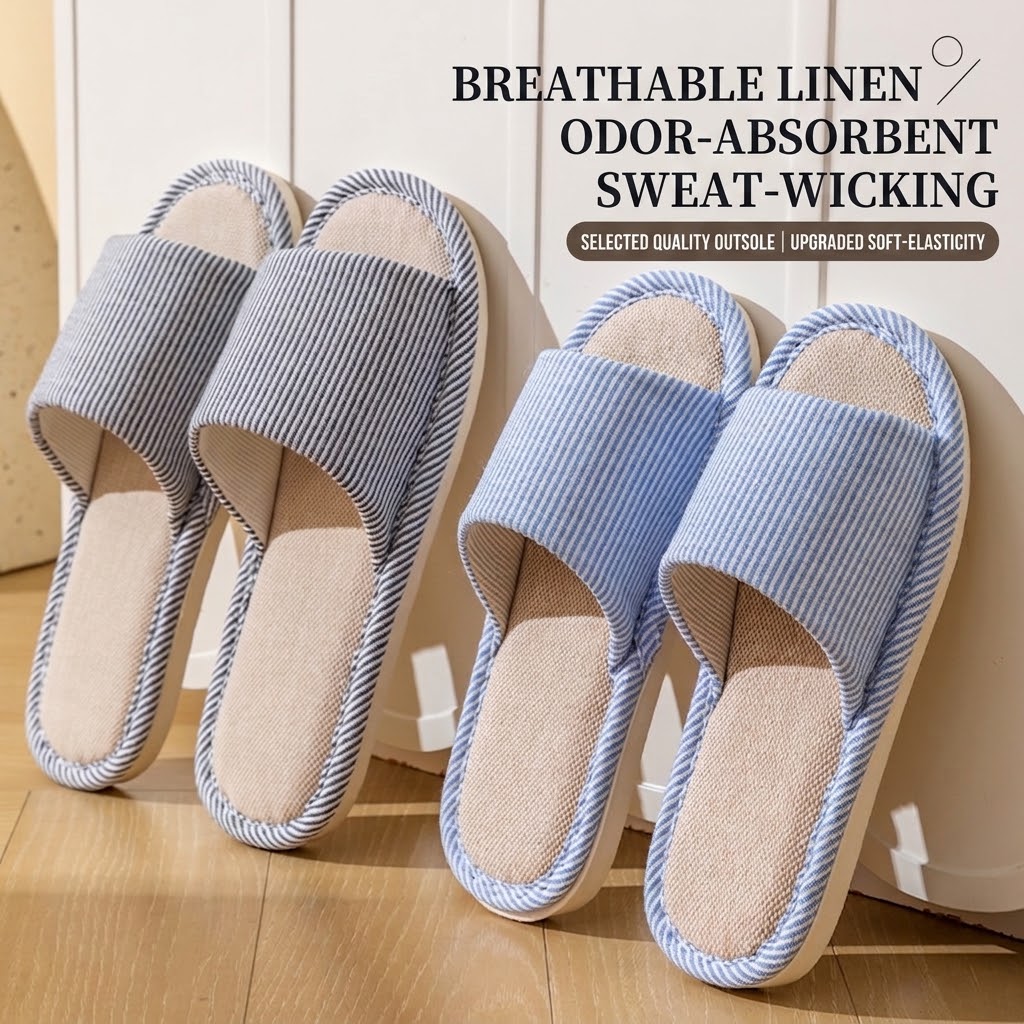 รองเท้าแตะผ้าลินินระบายอากาศสำ - Home Textile บทวิจารณ์และราคา