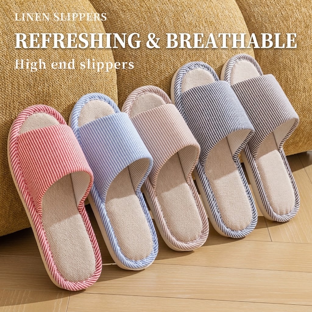 รองเท้าแตะผ้าลินินระบายอากาศสำ - Home Textile บทวิจารณ์และราคา