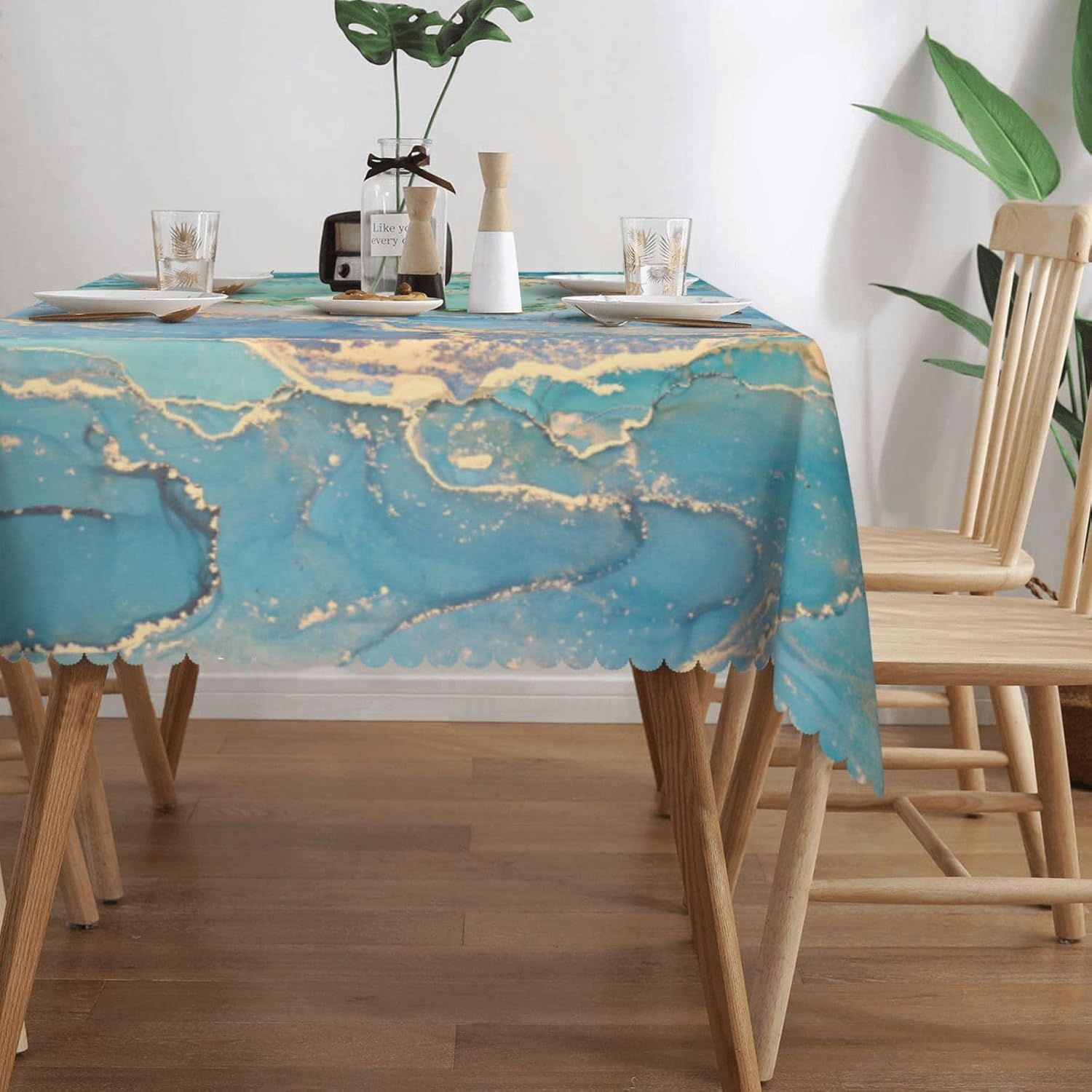 ผ้าปูโต๊ะลายหินอ่อนสีเขียวอมฟ้ - Home Textiles Premium บทวิจารณ์และราคา